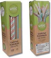 CAÑITAS RAYADAS PAPEL FLEX UNIC 21CM 25UN
